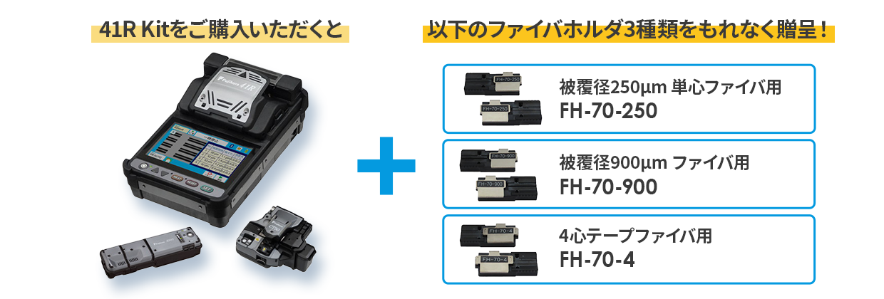 キャンペーン対象商品「多心融着接続器41R Kit」＋ファイバホルダ3種類