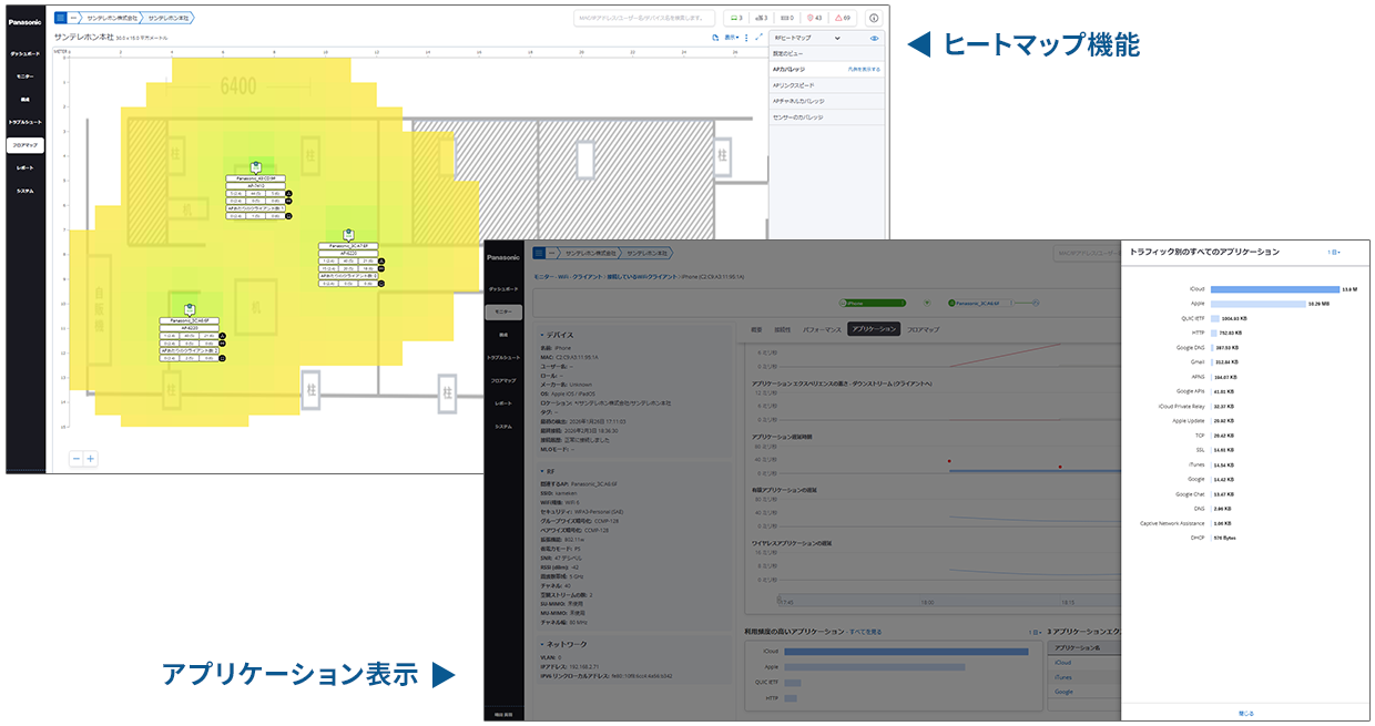 ヒートマップ機能/アプリケーション表示