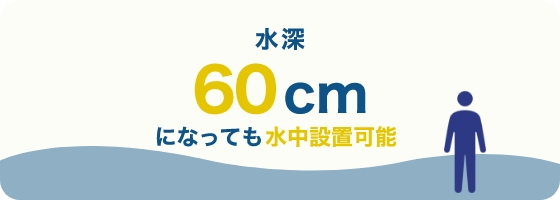 水深60cmになっても水中設置可能